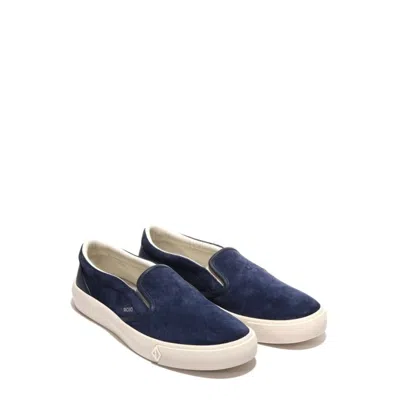 Dior Leather Slip-on Sneakers Men In Blue