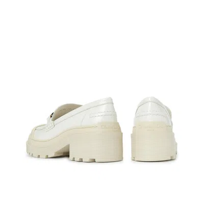 Dior White Calfskin Platform Loafers In White