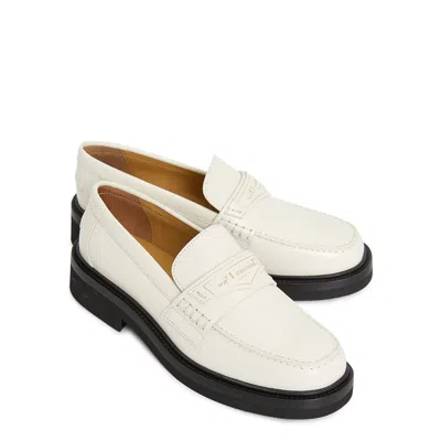 Shop Dior Leather Loafers In White