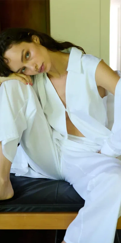 Leset Yoko Collared Button Tank In White