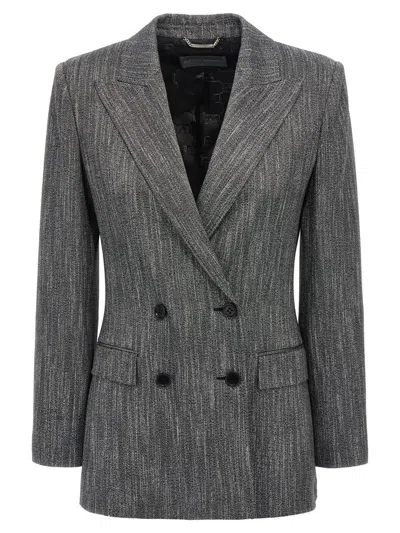 Shop Alberta Ferretti Double-breasted Blazer In Gray