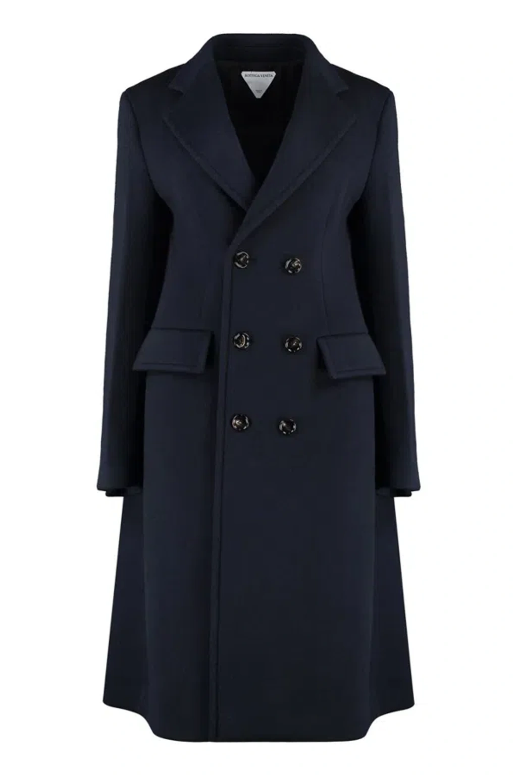コート Bottega Veneta Midnight Blue Wool Blend Cape Coat Bottega Veneta Midnight Blue Wool Blend Cape Coat In Black