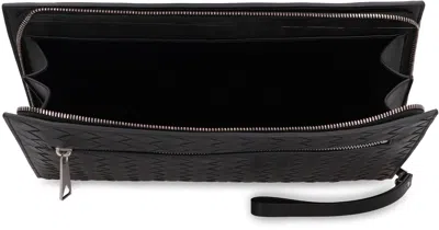 Bottega Veneta Men Woven Document Holder With Strap In Black