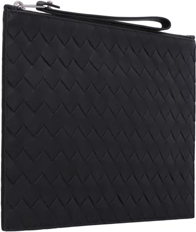 Shop Bottega Veneta Leather Pouch In Black