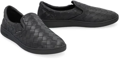 Shop Bottega Veneta Sawyer Leather Slip-on In Black