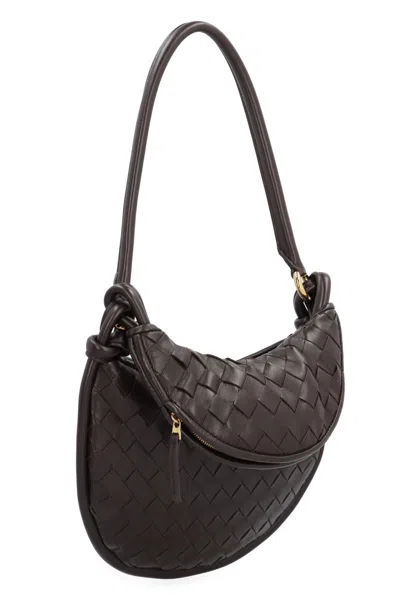 Shop Bottega Veneta Small Gemelli Leather Shoulder Bag In Brown