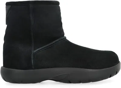 Shop Bottega Veneta Snap Suede Ankle Boots In Black