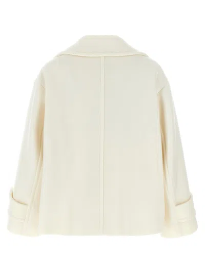 Chloé Double-breasted Soft Wool Pea Coat In White