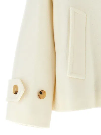 Chloé Double-breasted Soft Wool Pea Coat In White