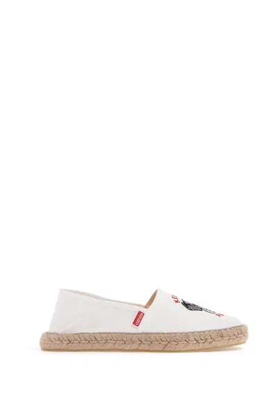 Shop Kenzo Canvas Espadrilles With Logo Embroidery In White