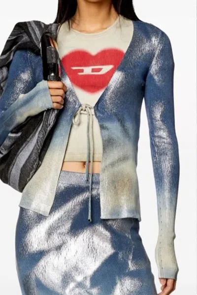 Diesel M-isolde Faded Cardigan In Multicolor