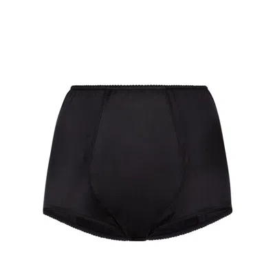Dolce & Gabbana Stretch Satin High Waisted Briefs In Black