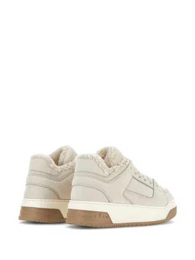 Hogan Round Toe Low-top Rubber Sole Sneakers In Beige
