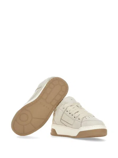 Hogan Round Toe Low-top Rubber Sole Sneakers In Beige
