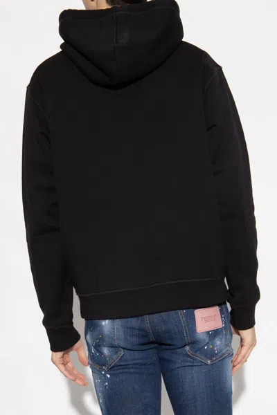 Dsquared2 Logo Printed Drawstring Hoodie In Blue