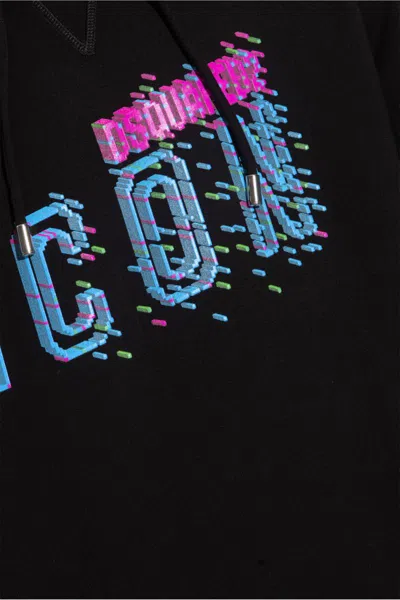 Dsquared2 Logo Printed Drawstring Hoodie In Blue