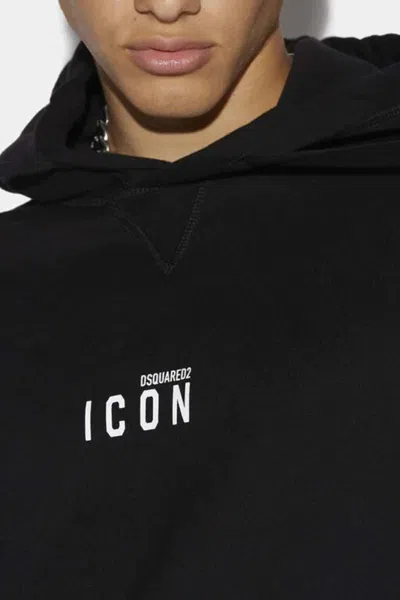 Dsquared2 Relaxed Fit Black Hoodie With Graphic Text And Kangaroo Pocket In Black