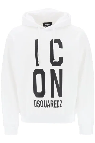 Dsquared2 'icon Squared' Cool Fit Hoodie With Logo Print In White