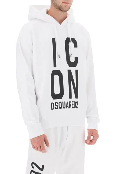 Dsquared2 'icon Squared' Cool Fit Hoodie With Logo Print In White
