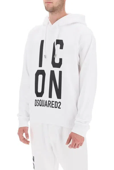 Dsquared2 'icon Squared' Cool Fit Hoodie With Logo Print In White