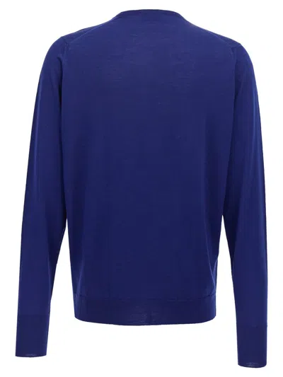 John Smedley "marcus" Crew Neck Sweater In Blue