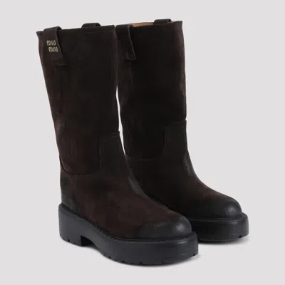 Shop Miu Miu Boots In Brown