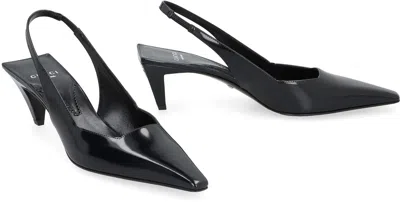 Shop Gucci Leather Slingback Pumps In Black