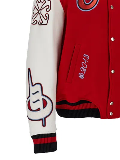 Off-white Off White 'varsity' Bomber Jacket In Red