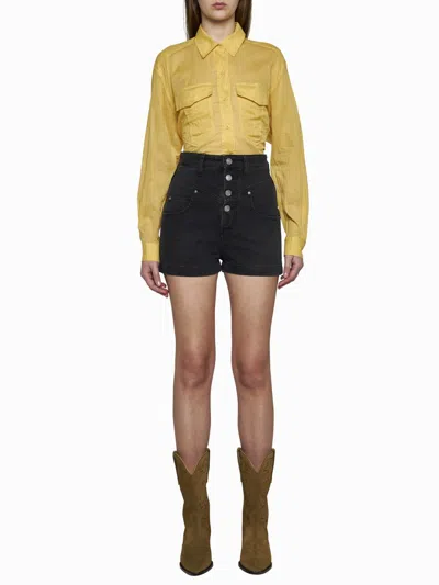 Isabel Marant Étoile Jovany Ultra High Rise Denim Shorts In Faded Black