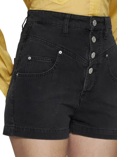 Isabel Marant Étoile Jovany Ultra High Rise Denim Shorts In Faded Black