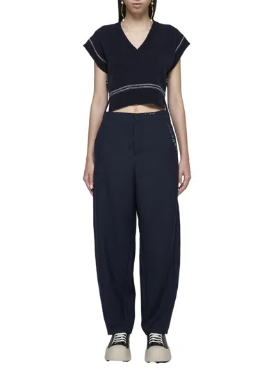 Shop Marni Trousers In Blublack