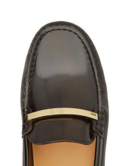 Tod's 'gommino' Brown Loafers With Engraved Logo In Brown