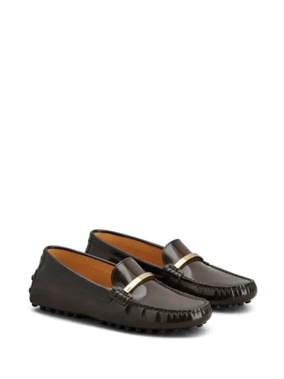 Tod's 'gommino' Brown Loafers With Engraved Logo In Brown
