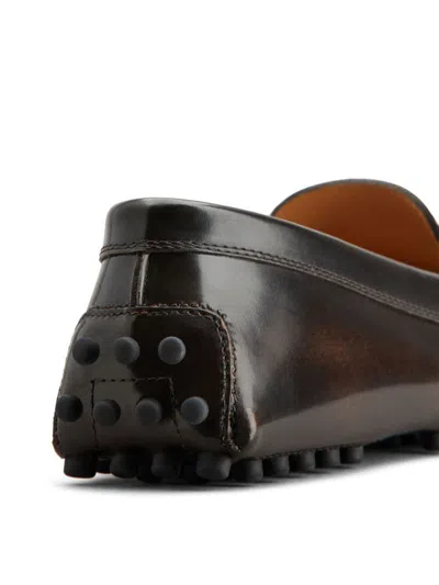 Tod's 'gommino' Brown Loafers With Engraved Logo In Brown