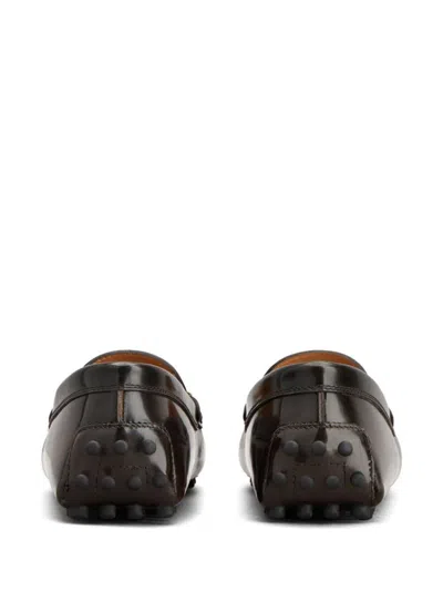 Tod's 'gommino' Brown Loafers With Engraved Logo In Brown