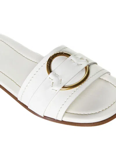 Shop Moncler Sandals In White