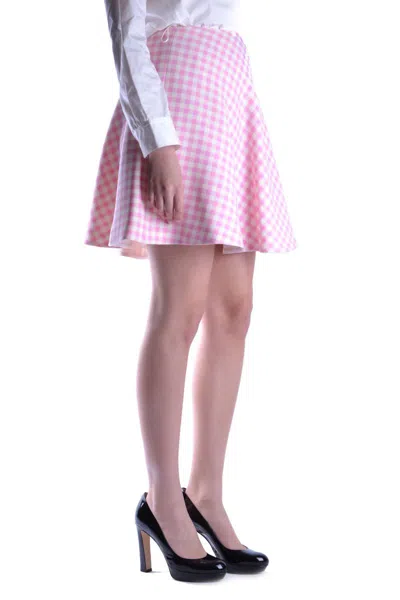 Prada High-waisted A-line Skirt Checkered Pattern In Pink
