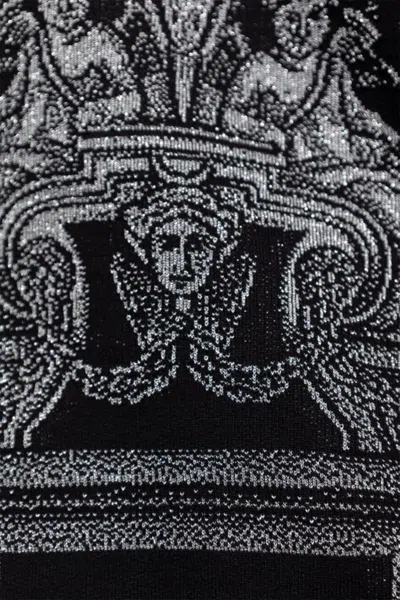 Versace Baroque Crew Neck Sweaters In Black