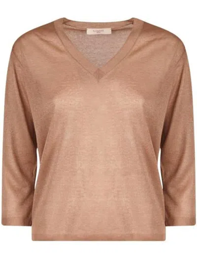 Zanone Fine-knit V-neck Jumper In Beige