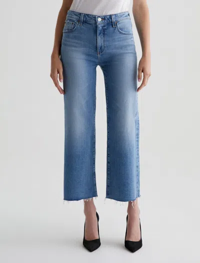 Ag Saige Raw Hem High Waist Ankle Wide Leg Jeans In Blue