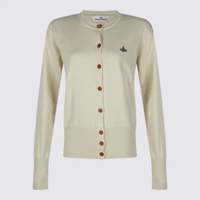 Shop Vivienne Westwood White Cotton And Cashmere Blend Bea Cardigan In Beige