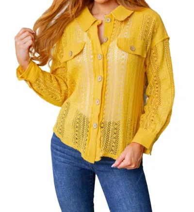 Shop Very J Sweeter Than Nectar Lace Button Down In Honey In Gold