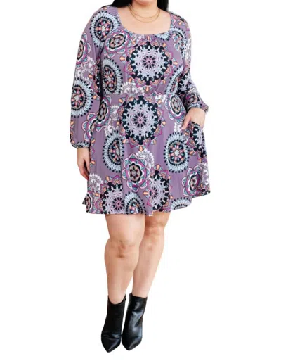 White Birch Animal Print Dress In Purple In Purple