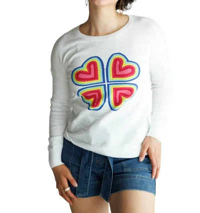 J. Society 4 Hearts Crew Sweater In White In White