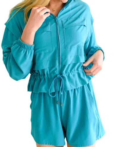 Rae Mode She's Got Game Cropped Jacket In Blue In Blue