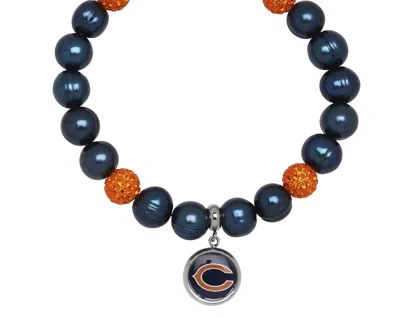 Honora Chicago Bears Stretch Pearl & Crystal Bracelet In Blue In Blue