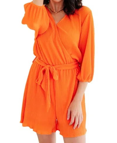 White Birch Roll With Me Romper In Tangerine In Orange