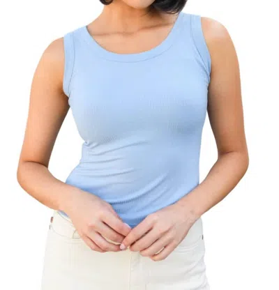Yelete Just One More Ribbed Tank In Light Blue In Blue