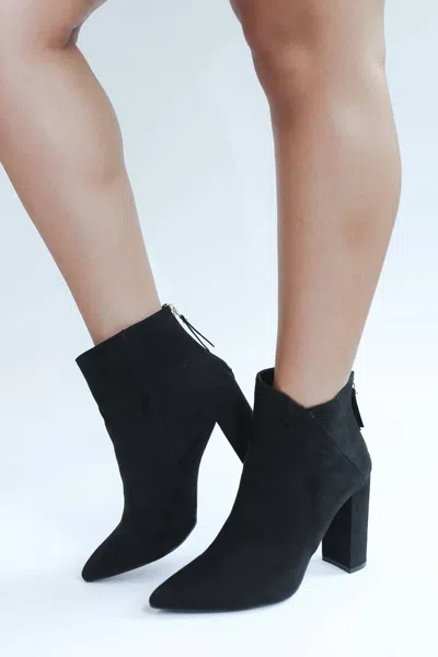 Qupid Reyna Suede Bootie In Black In Black