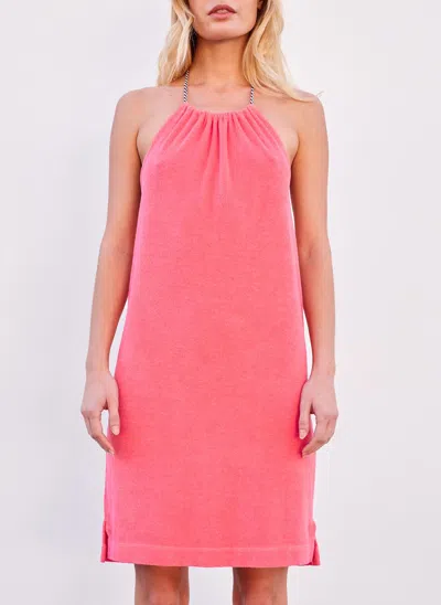Sundry Lounge Halter Dress In Coral In Pink